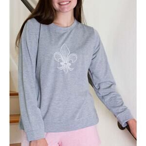 Royal Standard Classic Fleur Sweatshirt Gray/White‎ Size Medium Crew Neck Women